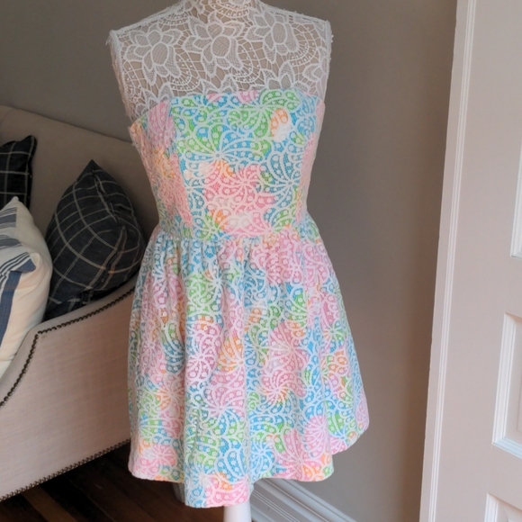 Lilly Pulitzer Colorful Lace Dress Size 2 - Picture 7 of 8